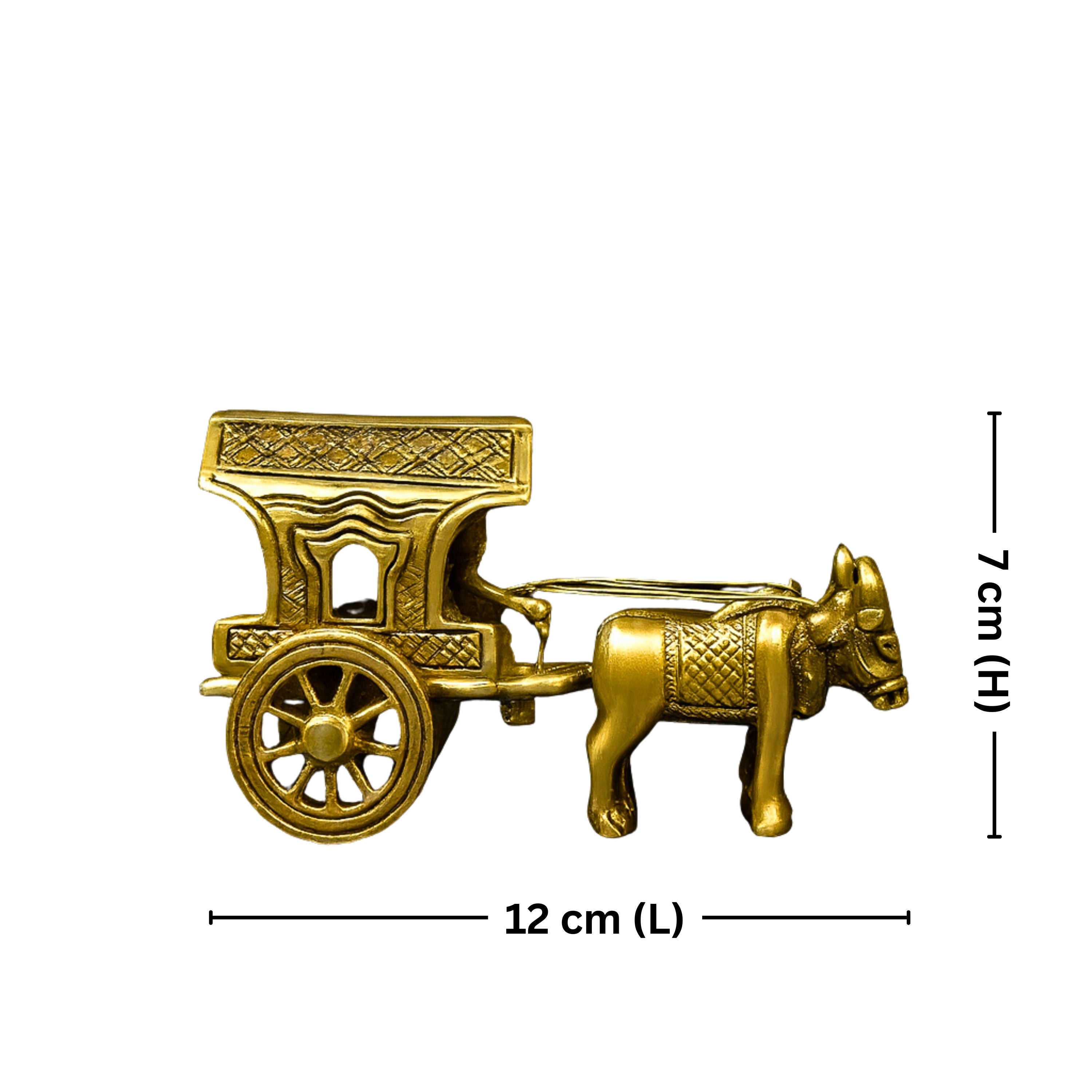 Brass Decorative Jharokha Bullock Cart Showpiece -7cm | Antique Golden Finish | Handicraft Decorative Showpiece for Home, Table & Office Decor