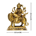 Brass Sherawali Maa Idol - 10.5cm | Antique Golden Finish | Spiritual Idol for Temple & Home Decor