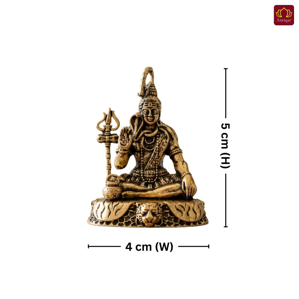 Brass Shiv Ji Idol - 5 cm | Antique Finish | Spiritual use for Temple, Home & Car Decor