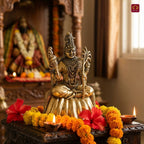 Brass Rajrajeshwari Deviji Idol -10cm | Antique Finish | Religious Idol for Home, Temple & Car Dashboard Decor