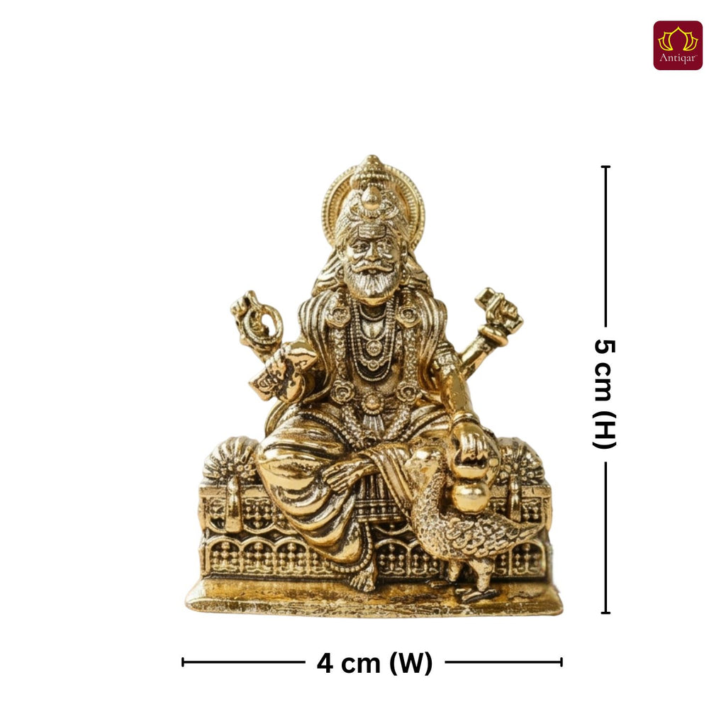 Brass Vishwakarma Ji Idol – 5 cm | Golden Finish | Spiritual Idol for Home, Office, Workshop, Temple & Car Dashboard Decor
