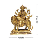 Brass Sherawali Maa Idol - 8cm | Antique Golden Finish | Spiritual Idol for Temple & Home Decor
