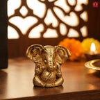 Brass Appu Ganesha Idol – 5 cm | Sitting Position | Antique Golden Finish | Handcrafted Decor for Temple, Home & Festival Use