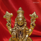 Brass Tirupathi Balaji Idol - 11.5cm | Antique Golden Finish | Handcrafted Idol for Temple, Home & Car Dashboard