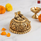Brass Balaji Charan Paduka - 3cm | Golden Finish | Handcrafted Spiritual Symbol for Temple & Home Decorr