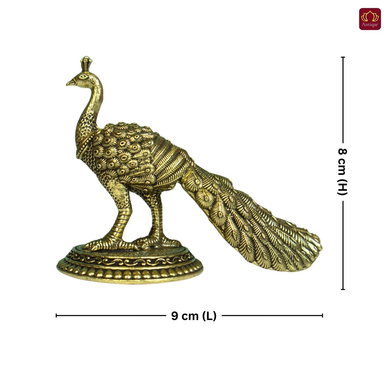 Brass Peacock Showpiece – 8 cm | Antique Finish | Handcrafted Decor for Temple, Table & Home