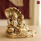 Brass Lakshmi Narayan Idol - 7cm  | Golden Finish | Spiritual Idol for Temple, Home & Car Dashboard Decor