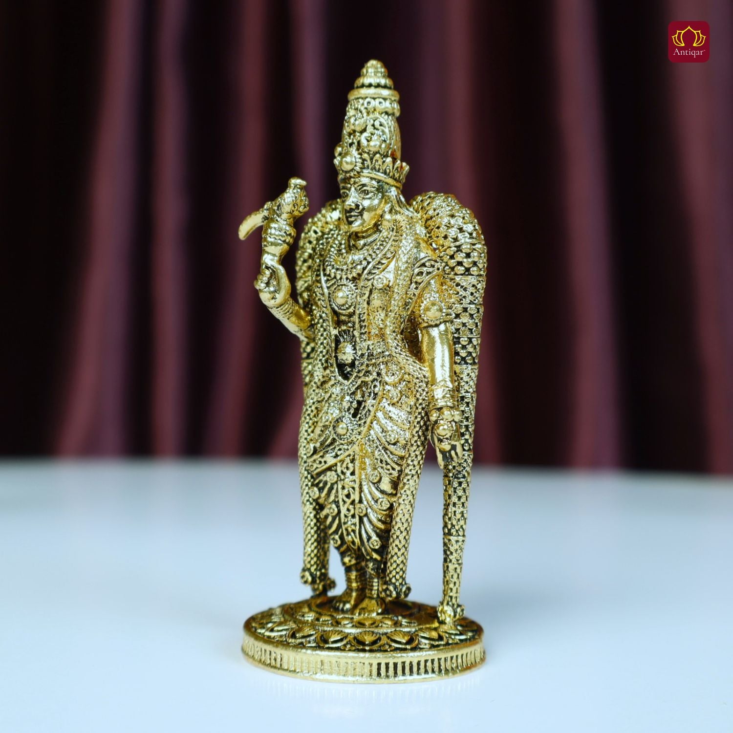 Brass Meenakshi Deviji Idol -8cm | Golden Finish | Spritual use for Home, Temple & Car Dashboard Decor
