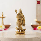 Brass Kartikeya Ji Idol -7.5cm | Golden Finish | Spritual use for Home, Temple & Car Dashboard Decor