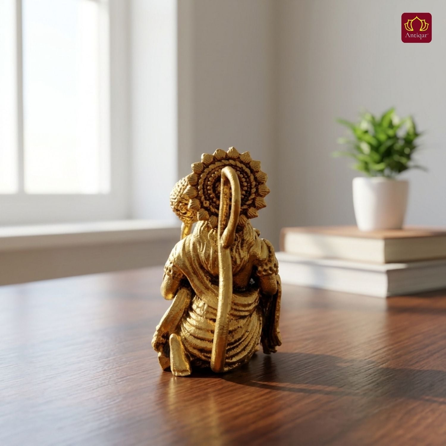Brass Vintage Base Sitting Hanuman Ji Idol – 5cm | Antique Finish | Spiritual Idol for Temple, Home & Car Dashboard Decor
