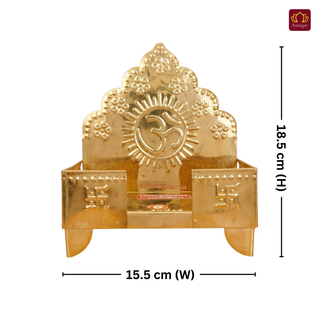 Brass Laddu Gopal Singhasan – 18.5cm | Antique Golden Finish | Handcrafted Large Size Throne for Temple, Home & Festival Decor