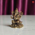 Brass Miniature Ganesh Ji Idol - 3cm | Antique Finish | Spritual use for Home, Temple & Car Dashboard Decor