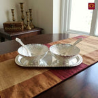 Royal Dry Fruit & Paan Dan Serving Set | Silver Plated | Red Velvet Box | Set of 5 | Handcrafted Artistry | Festive & Decorative Showpiece