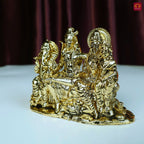Brass Shiv Parivar Idol - 6.5cm | Golden Finish | Spiritual Idol for Temple & Home Decor