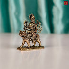 Brass Miniature Sherawali Maa Idol - 2.5cm | Antique Finish | Spritual use for Home, Temple & Car Dashboard Decor