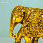 Brass Maharaja Elephant Decorative Showpiece - 13cm | Antique Showpiece Collectible | Handcrafted for Home & Office Decor
