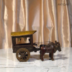 Brass Designer Roof Bullock Cart Golden Showpiece -7.5 | Antique Brown Finish | Handicraft Decorative Showpiece for Home, Table & Office Decor