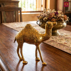 Brass Camel Showpiece - 18cm | Handcrafted Decor Piece for Living Spaces | Superfine Golden Finish