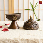 Antique Brass Tibetan Incense Burner - 11cm | Antique Patina Finish | Decorative Vessel use for Meditation , Rituals & Aromatherapy