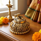Brass Balaji Charan Paduka - 3cm | Golden Finish | Handcrafted Spiritual Symbol for Temple & Home Decorr