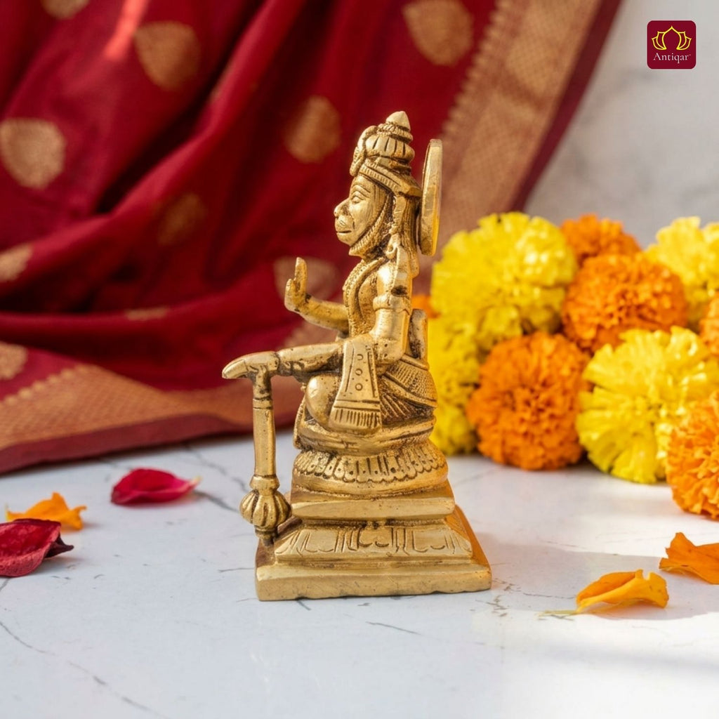 Shree Hanuman Ji Brass Idol | Handcrafted for Worship & Decor | Temple, Office & Vehicle Decor