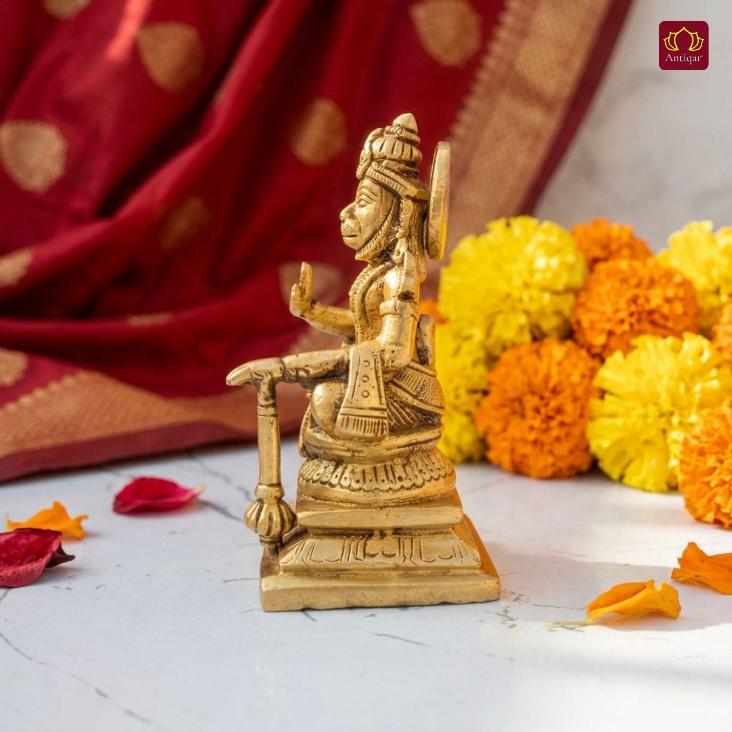 Shree Hanuman Ji Brass Idol | Handcrafted for Worship & Decor | Temple, Office & Vehicle Decor