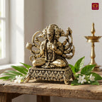 Brass Panchmukhi Hanuman Idol -5cm | Golden Finish | Spritual use for Home, Temple & Car Dashboard Decor