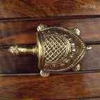 "Dhokra Art Brass Tortoise – 3 cm | Antique Finish Tribal Handcrafted Turtle Showpiece for Temple, Home & Table Decor  "