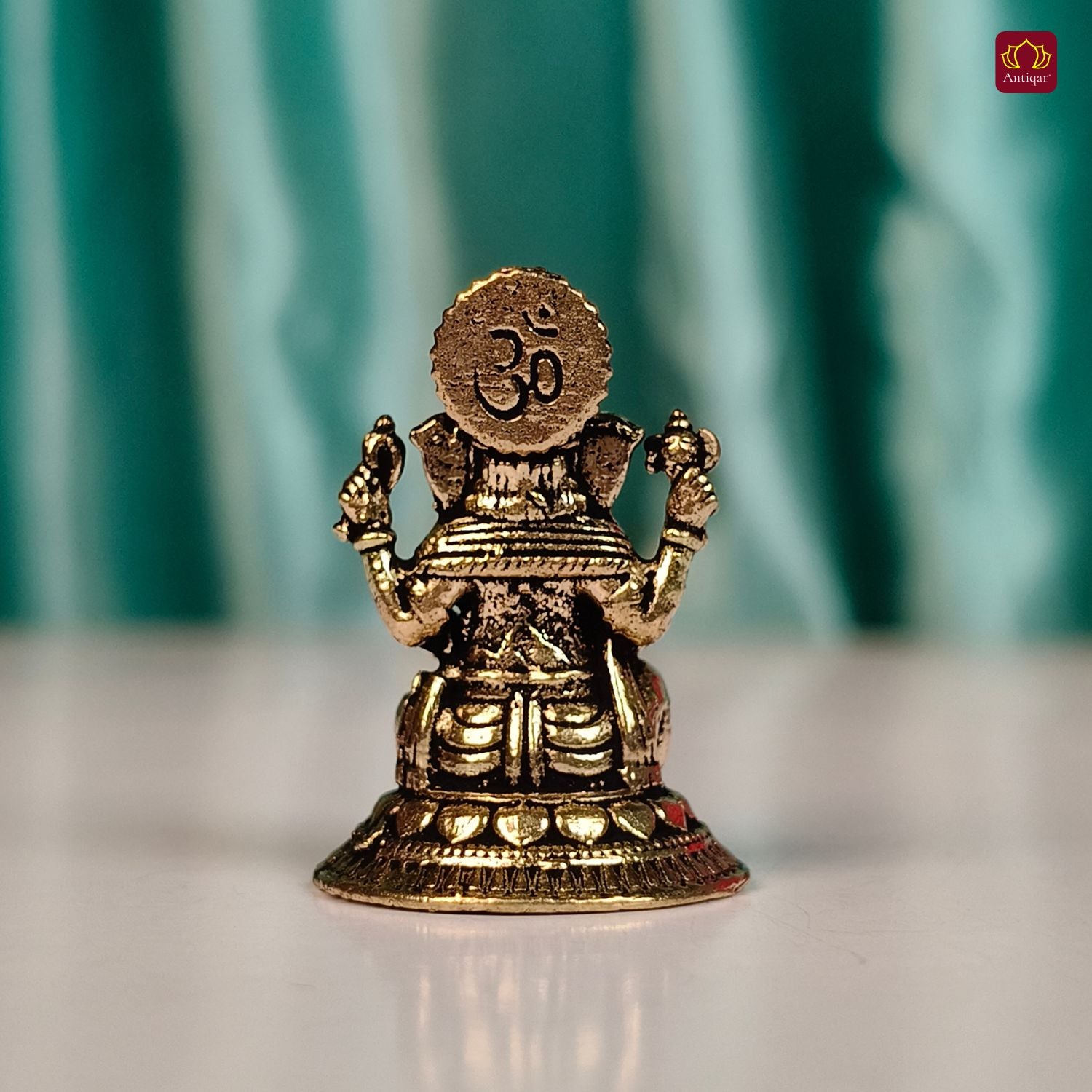 Brass Miniature Ganesh Ji Idol - 3cm | Antique Finish | Spritual use for Home, Temple & Car Dashboard Decor