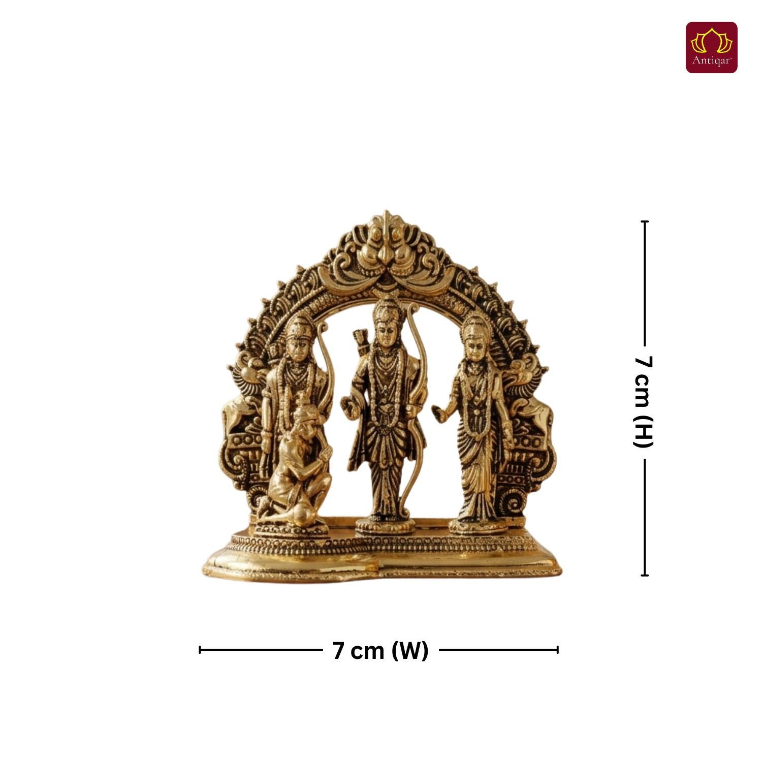 Brass Ram Darbar - 7cm | Antique Golden Finish | Spiritual Idol for Temple & Home Decor