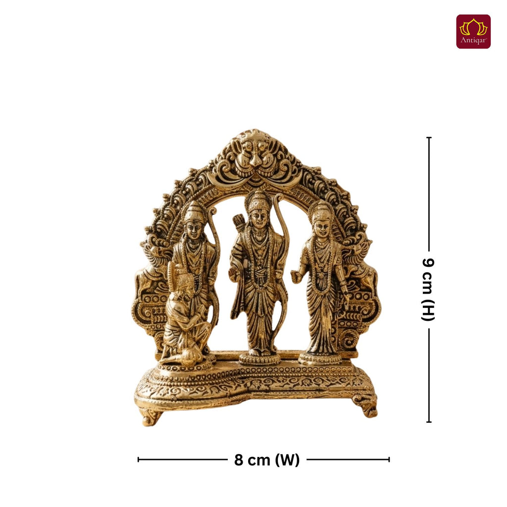 Brass Ram Darbar - 9cm | Golden Finish | Spiritual Idol for Temple & Home Decor