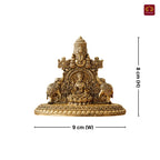 Brass Tirupathi Balaji & Goddess Gajalakshmi with Vaishnava Symbols - 8cm | Golden Finish | Spritual use for Home, Temple & Car dashboard Decor