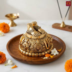 Brass Balaji Charan Paduka - 3cm | Golden Finish | Handcrafted Spiritual Symbol for Temple & Home Decorr