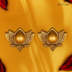 Brass Lotus Diya -2cm | Antique Golden Finish | Handcrafted for Pooja Temple & Festival Decor (Set of 2)