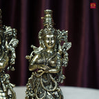 Brass Designer Radhakrishna Idol - 15cm | Antique Finish | Spiritual Idol for Temple & Home Decor