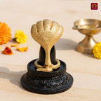 Brass Shivling with Detachable Sheshnaag – 10 cm | Black & Antique Golden Finish | Handcrafted Spiritual Idol for Temple, Home & Car Dashboard Decor