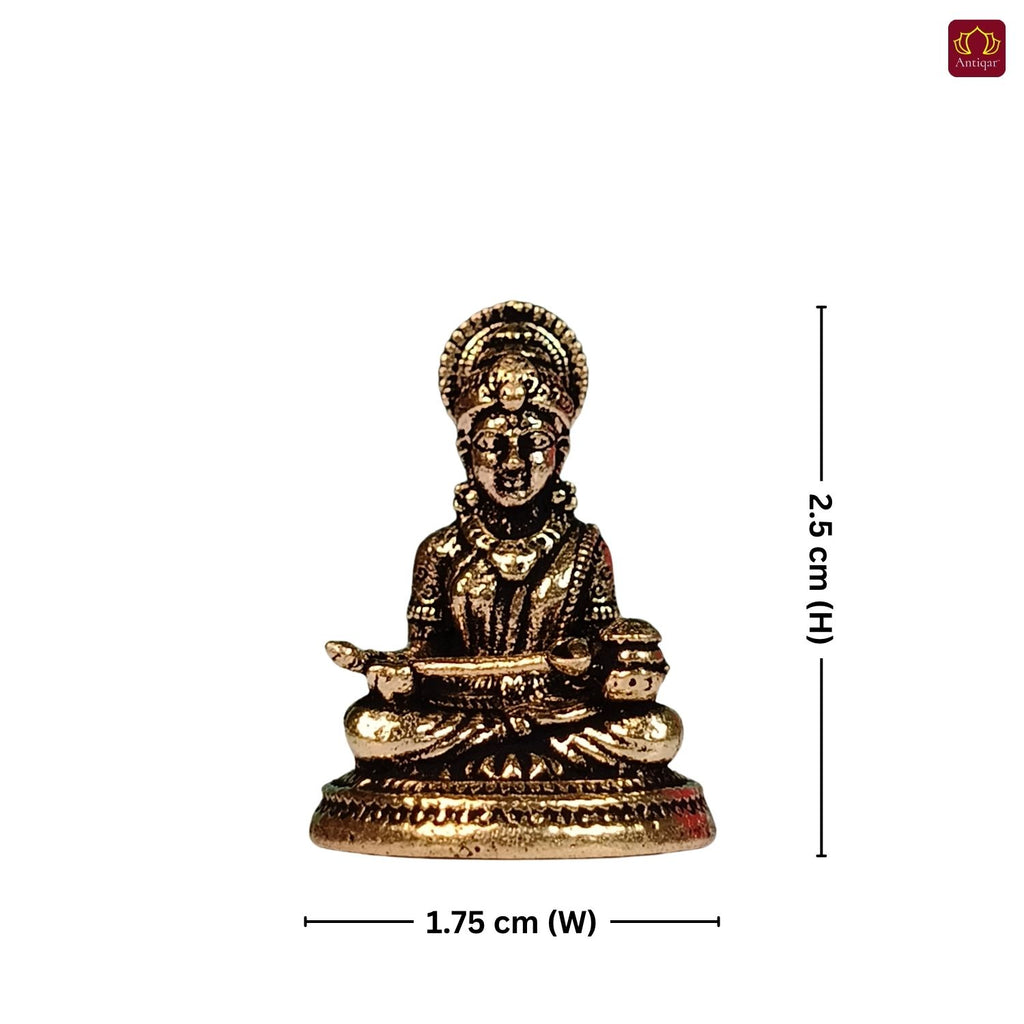 Brass  Miniature Annapurna Devi Idol - 2.5cm | Antique Finish | Spiritual Idol for Temple & Home Decor