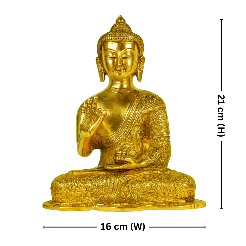 Brass Buddha Statue - Serene Sitting Pose | Superfine Golden Finish | Home & Office Décor | Ideal for Meditation, Gifting & Spiritual Spaces