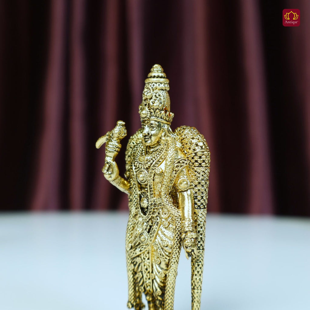 Brass Meenakshi Deviji Idol -8cm | Golden Finish | Spritual use for Home, Temple & Car Dashboard Decor