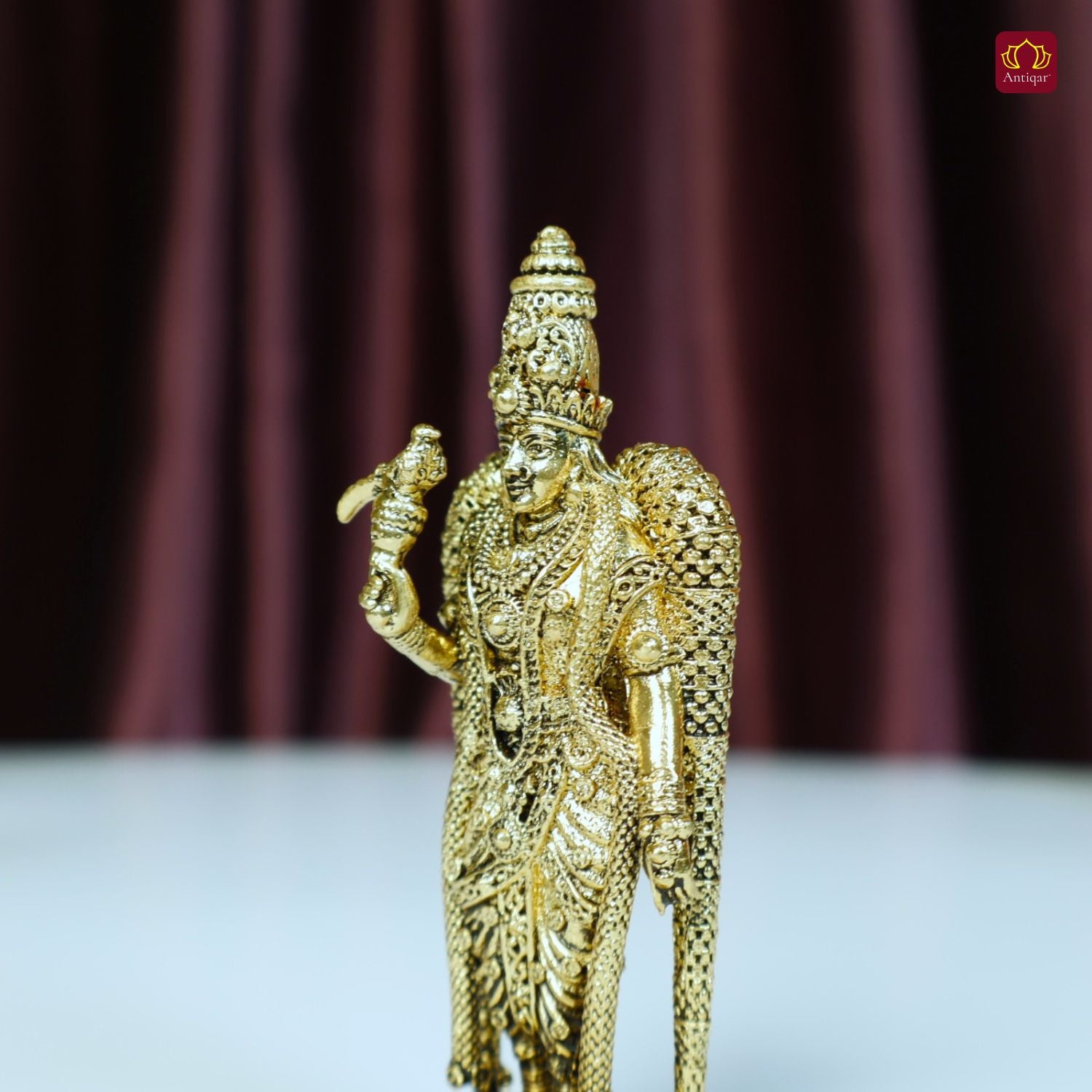 Brass Meenakshi Deviji Idol -8cm | Golden Finish | Spritual use for Home, Temple & Car Dashboard Decor