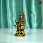 Brass Ayyappan Swami Ji Idol - 7.5cm | Antique Finish | Handcrafted Idol for Temple, Home & Car Dashboard