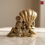 Brass Lakshmi Narayan Idol - 7cm  | Golden Finish | Spiritual Idol for Temple, Home & Car Dashboard Decor