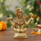 Brass Shiv Ji Idol – 8.5 cm | Sitting on Tiger Head | Antique Golden Finish | Handcrafted Spiritual Decor for Temple, Home & Table
