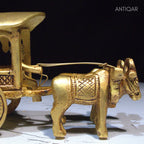 Brass Designer Roof Bullock Cart Golden Showpiece -7.5 cm | Antique Golden Finish | Handicraft Decorative Showpiece for Home, Table & Office Decor