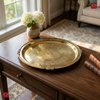 Brass Etching Design Plate - 2.5cm | Antique Golden Finish | Traditional use for Pooja in Temple, Festivals and Home