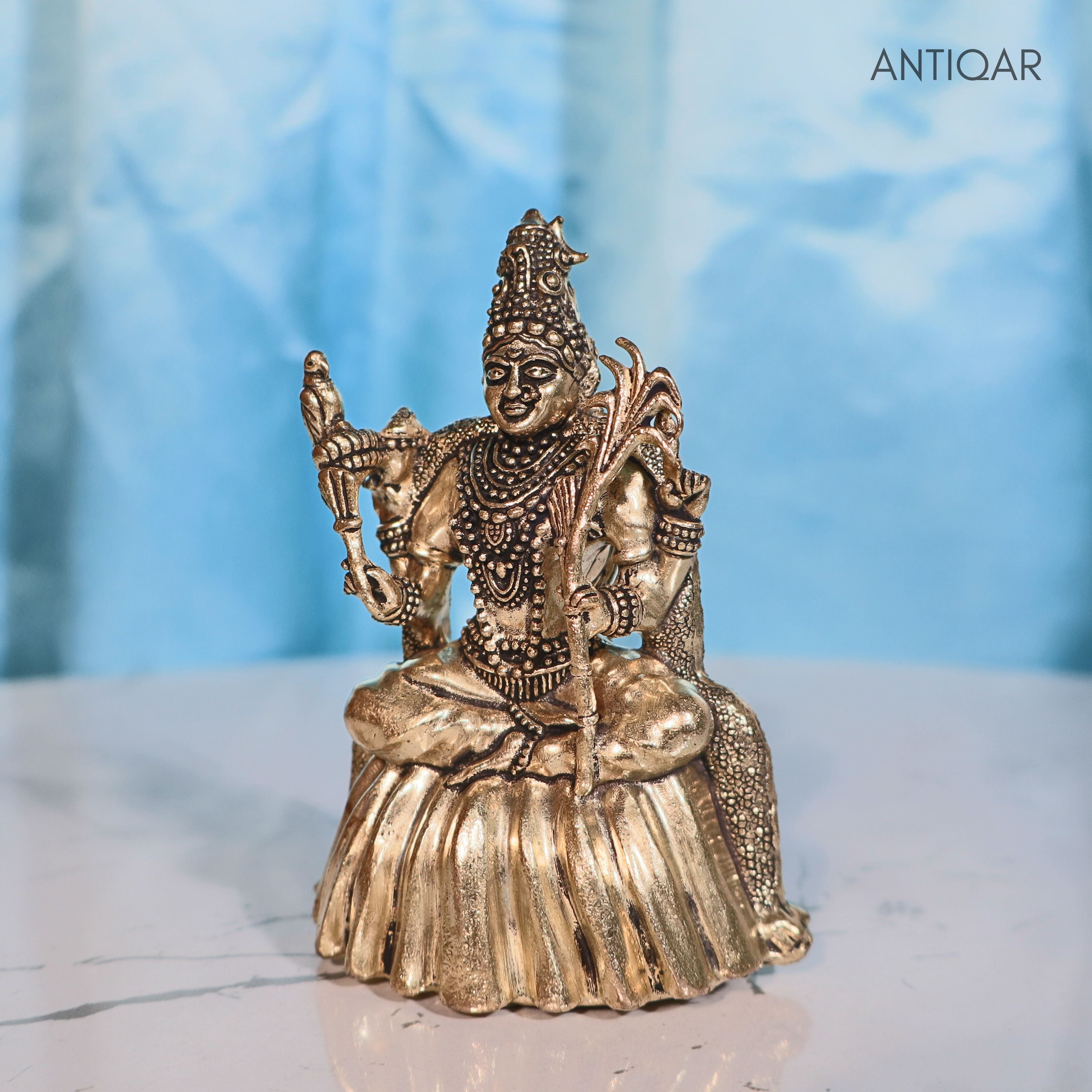 Brass Rajrajeshwari Deviji Idol - 8cm | Antique Finish | Religious Idol for Home, Temple & Car Dashboard Decor