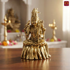 Brass Lalitha Deviji Idol - 8cm | Golden Finish | Religious Idol for Home, Temple & Car Dashboard Decor