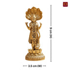 Brass Vishnu Ji Idol - 9cm| Standing on Lotus | GoldenFinish | Spiritual Decor for Temple, Home & Car Dashboard