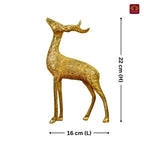 Antiqar Brass Deer Figurine with Antlers | Premium Superfine Finish | Handcrafted Artwork | Home & Office Décor | Ideal for Gifting