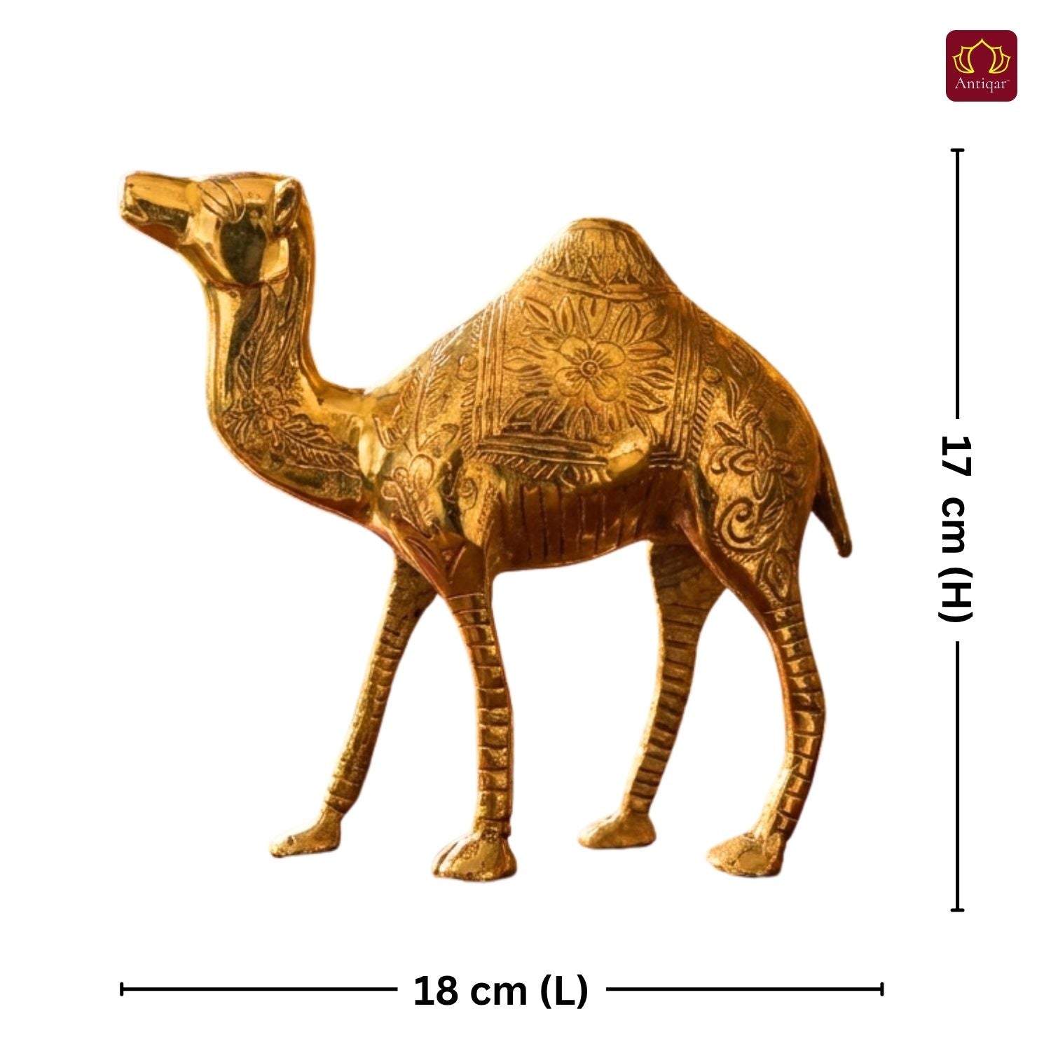 Brass Camel Showpiece - 18cm | Handcrafted Decor Piece for Living Spaces | Superfine Golden Finish